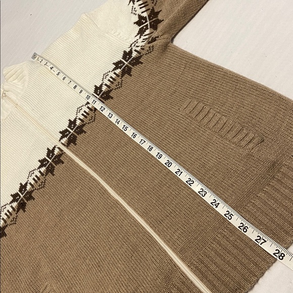 David Taylor Fair Isle zip-up cardigan sweater Brown/Beige pockets Grandpacore L - Picture 10 of 11